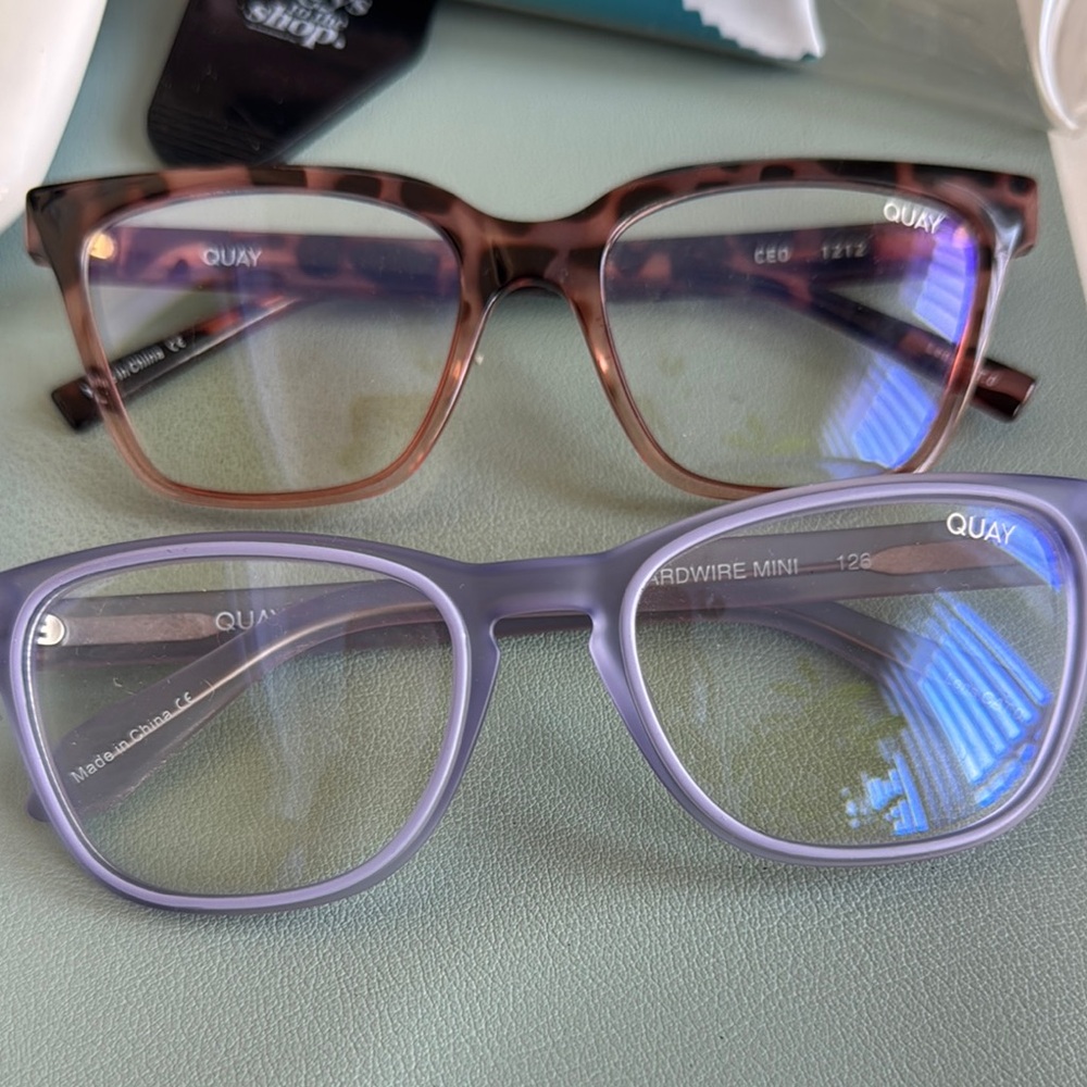 Quay Australia Tortoise and Lavender Blue Light Glasses Set
